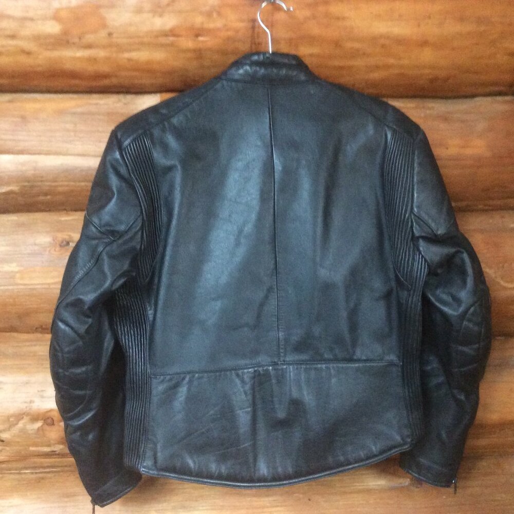 Vintage Wilsons Leather Black Asymmetrical Zip Moto Biker Jacket Size 42-Large - Picture 2 of 14